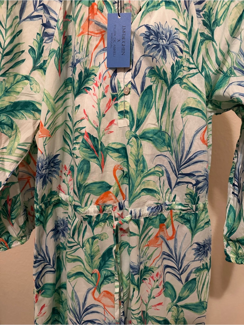 J.McLaughlin Daniella Dress Women's Tropical Botanical Tie-Waist Maxi Dress SzM - Picture 8 of 14